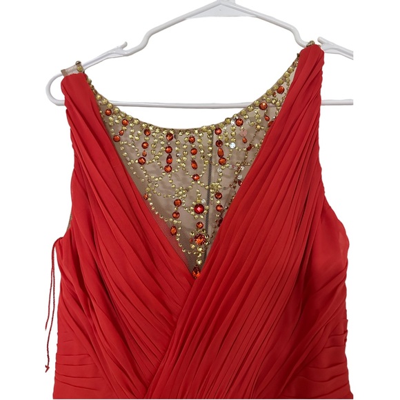 NWT Adrianna Papell Women’s Jeweled Coral Back Zipper Dress Size 4 Color Man - Picture 5 of 7